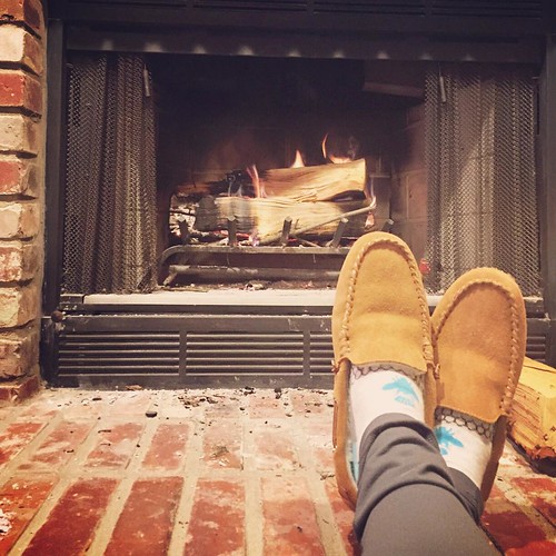 Wood-burning fireplace with gas starter: best home improvement decision of all-time.