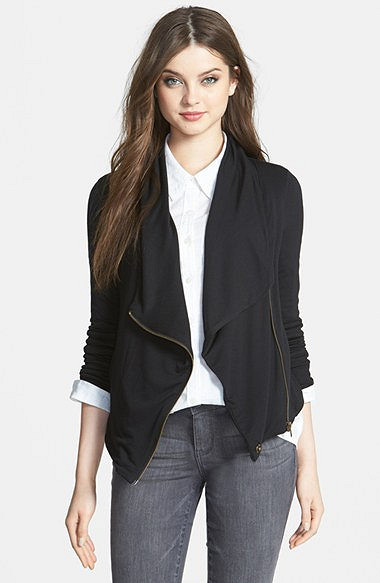caslon drape neck zip cardigan