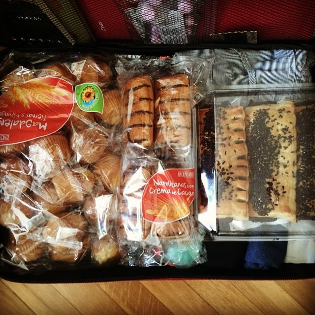 Suitcase full of Spanish pastries